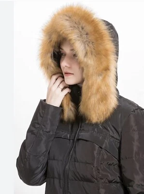 Abrigo de plumón para mujer Valuker con capucha de piel con chaqueta acolchada parka 90 % plumón Foto 1 de 4