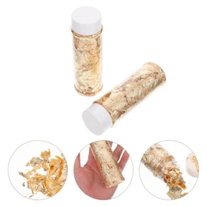 2 Bottles Gold Foil Shavings Cake Decorations Cupcake Fragments Sprinkles - Picture 1 of 12
