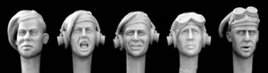 Hornet WW2 5 British Heads wearing Tank Crew Beret HBH04 1/35th Unpainted kit - Picture 1 of 1
