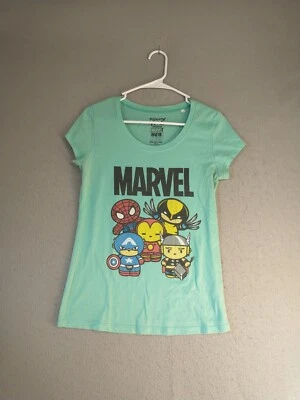 Mighty Fine Marvel Heroes Womens Top Large Green Short Sleeve Graphic Pullover - Image 1 of 4