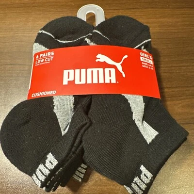 PUMA SOCKS GIRLS LOW CUT 6 PACK CUSHIONED SHOE 4-8.5 BLACK SMALL - Изображение 1 из 4