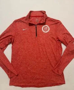 Team USA Olympic Nike Dri-FIT Heather Red 1/4 Quarter Zip Pullover Medium - Picture 1 of 8