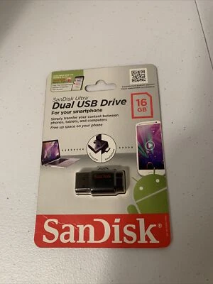 SanDisk Ultra 16GB Dual USB Drive For Smartphones, Tablets, Laptops Brand New - Image 1 of 2