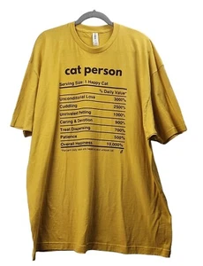 Cat Lady Box Womens Cat Person Nutrition Crew Neck SS T-Shirt Sz 3XL Yellow - Picture 1 of 7