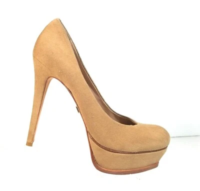 Pour La Victoire женщин желтовато-коричневый замши насосы Stiletto высокий каблук туфли на платформе Sz 9,5 - Изображение 1 из 4