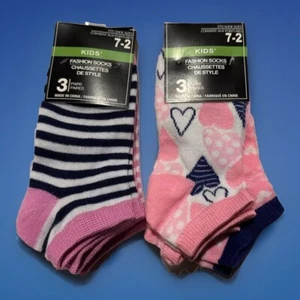 Girls Low Cut Socks Size 7-2 (2 Packs) Multi-color 3 Per Pack - Picture 1 of 5