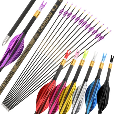 31" Pure Carbon Arrows Spiral Vanes SP700-1000 ID4.2 Recurve CompoundBow Hunting - Image 1 of 4