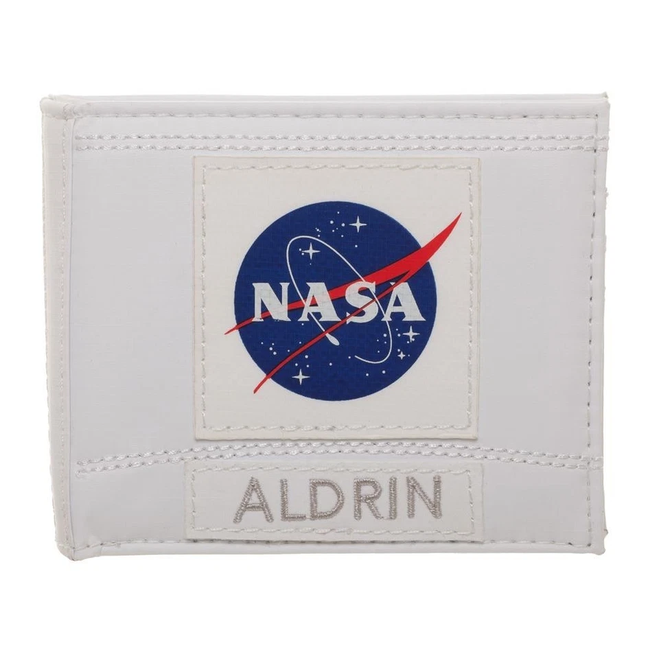 NASA USA Flag Wallet Bifold Men's Astronaut Buzz Aldrin Name White Space - Image 1 of 3