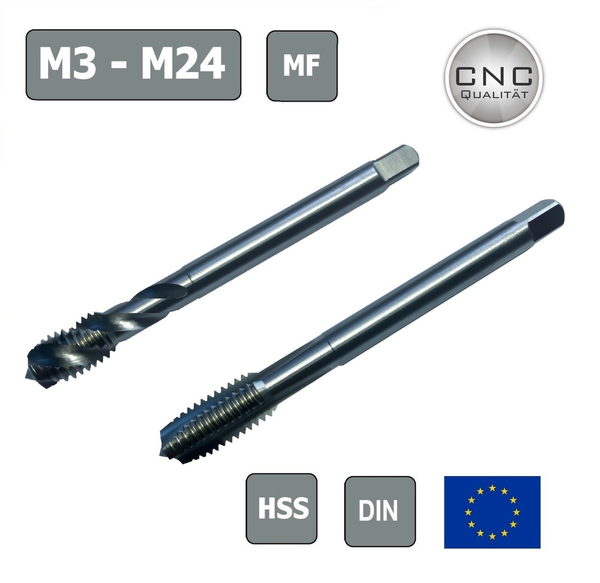 Burkit M38x1 Gewindebohrer - HSS Stahl Für Metallbearbeitung, Rechtsgewinde