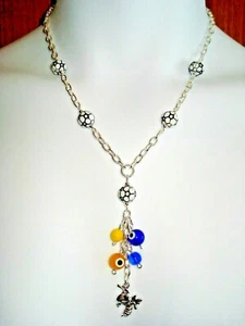 Saline, Michigan Blue & Gold Hornets Team Spirit 19" Soccer Ball Necklace - Picture 1 of 8