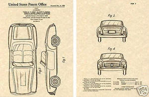 1955 Mercedes Benz 190 SL US PATENT Kunstdruck RAHMENFERTIG !!!!! MB 190sl - Bild 1 von 1