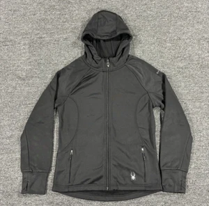 Spyder Jacket Black Long Sleeve Full Zip Pockets Softshell Hoodie Womens Medium - Picture 1 of 15