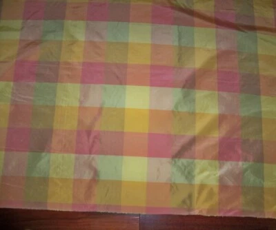 LEE JOFA KRAVET AMBROSIA SILK TAFFETA CHECK FABRIC 5.5 YARDS MULTI - Image 1 of 4