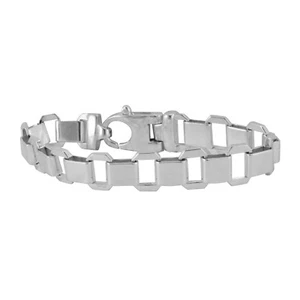 925 ITALY Sterling Silver Wide Chain Link Mens Bracelet - Picture 1 of 3