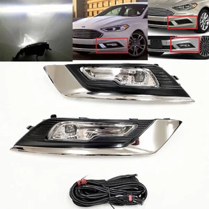 Fit 2017-2018 Ford Fusion Built-in LED Fog Light with Chrome Bezel Wire Switch - Picture 1 of 12