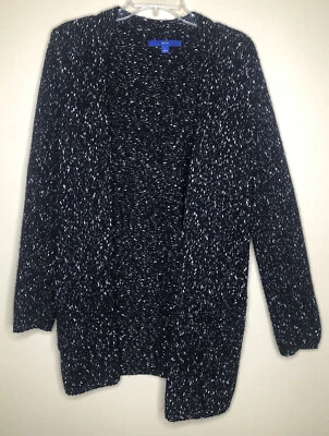 Cárdigan abierto Apt 9 grande negro con manchas blancas y plateadas bolsillos manga larga Foto 1 de 4