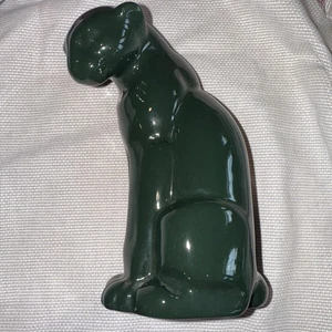 Frankoma Seated DARK GREEN Panther Puma Jaguar Figurine #114 (1934-38) EXCELLENT - Picture 1 of 14