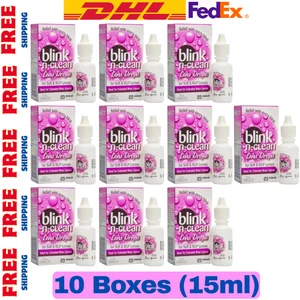 10 cajas x gotas para lentes Blink-N-Clean para lentes de uso prolongado 15 ml envío rápido - Imagen 1 de 10