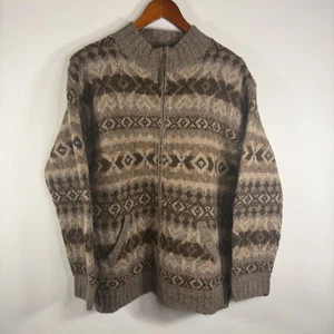 Suéter Lauren Ralph Lauren Mediano Para Mujer Tejido a Mano Llama y Lana Nórdico Cremallera Completa - Imagen 1 de 5