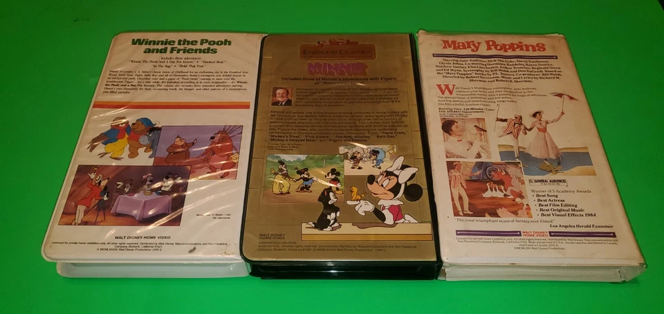 Lpt of 3 Vintage Disney VHS Winnie The Pooh And Friends | Minnie | Mary Poppins - Image 1 of 4