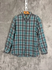 LL Bean grau rot blau bezahltes Flanellhemd Herren Large leicht tailliert 100% Baumwolle - Bild 1 von 8