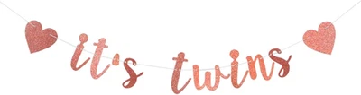 Banner Glitter It'S Twins - Ideal para Baby Shower Niño Niña Boda Aniversario G Foto 1 de 4