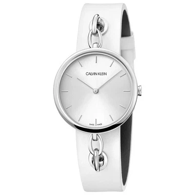 Women's CK CALVIN KLEIN CHAIN KBM236L6 Leather White SWISS MADE watch - Image 1 of 4