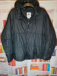 Nike Therma-FIT Puffer Jacket 2X Black Hooded Winter Coat Insulated - Picture 1 of 9