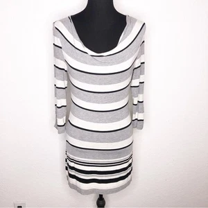 WHBM gray cream black striped cowl neck tunic top size Extra Small XS - Picture 1 of 16