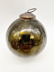 Vintage antike deutsche Kugel Christbaumschmuck grün Crackle Glas EUC - Bild 1 von 4