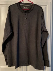Camisa Henley Para Hombres Eddie Bauer Manga Larga Gris Talla Grande - Nueva con Etiquetas - Imagen 1 de 5