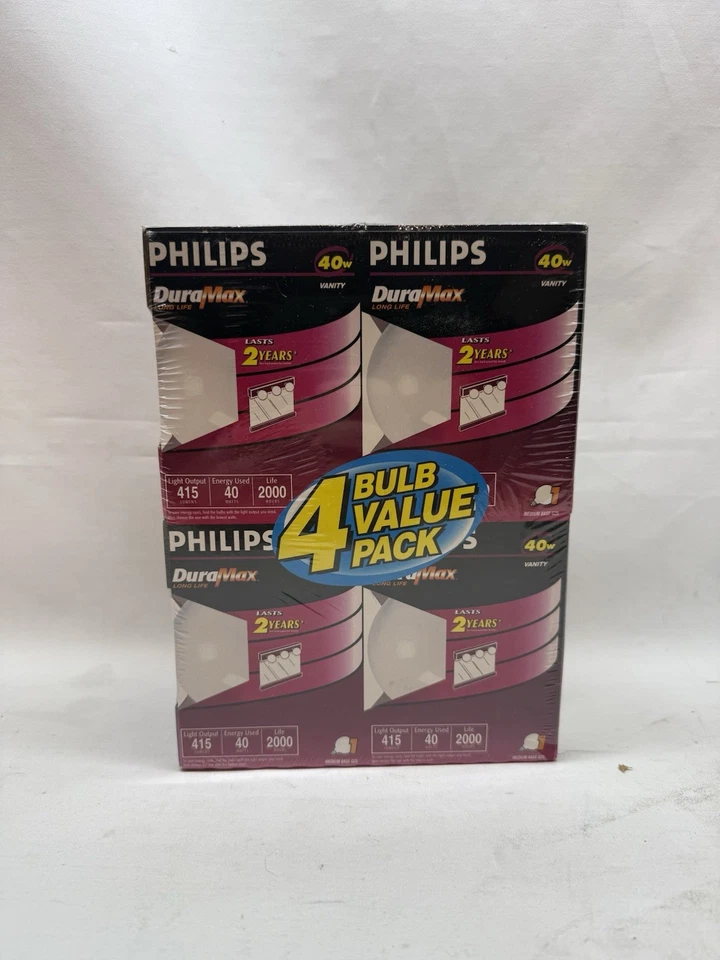 4-Philips Duramax Vanity Light Bulbs Clear Long Life 40 Watt Medium Base G25 - Image 1 of 4