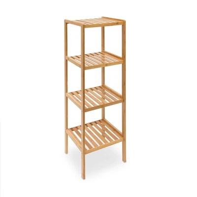 Bathroom Shelf Bamboo Bathroom Shelf Shelving Unit Bathroom 4 Shelves Bamboo Shelf - Image 1 of 4
