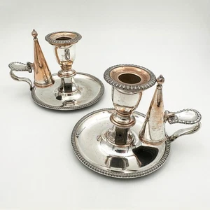 PAIR CHAMBERSTICKS OLD SHEFFIELD PLATE GEORGE III c1810 - Picture 1 of 6