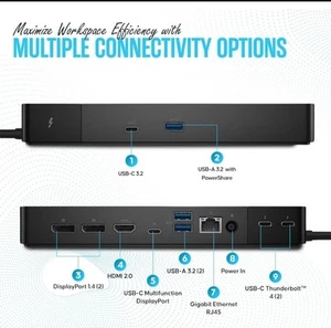 Dell WD22TB4 180W Thunderbolt 4 Docking Station - Black - Photo 1/6