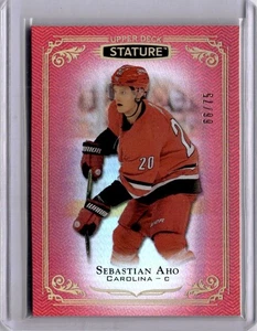 Sebastian Aho Stature Red #19 /75 2019-20 Upper Deck - Picture 1 of 2