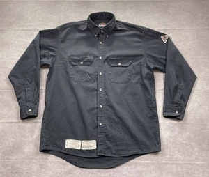 Bulwark Flame Resistant FR Shirt Mens L Navy Long Sleeve Workwear PPE Button - Picture 1 of 14