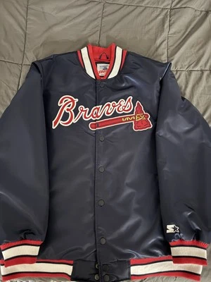 Atlanta Braves Starter Satin Bomber Baseball MLB Button Jacket Sz XXL Worn Once - Image 1 of 4