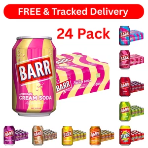 BARR since 1875, Cream Soda, 24 pack Fizzy Drink Cans, No Sugar, 24 x 330 ML UK - Picture 1 of 14