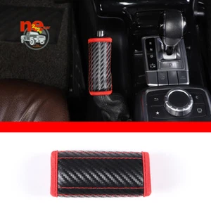 Leather Carbon Style Car Hand Brake Protect Cover Casing For Benz G Class 04-18 - Imagen 1 de 12