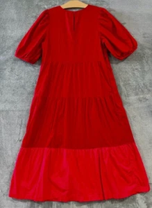 Old Navy Tiered Cottage Core Two Tone All Day Midi Swing Dress Red Maxi Size M - Picture 1 of 10