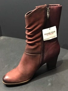 New Tamaris Bordeaux Leather/Nubuck Women Boot Size US 10/ EU 41 (Germany ) - Picture 1 of 6