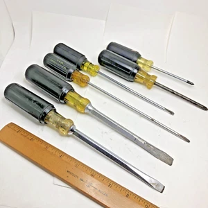 Vintage Lot Mix (6) Klein Tools Schraubendreher 4-flach & 2-Philip Set Made in USA - Bild 1 von 20