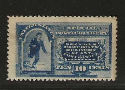 US Scott #E2 mint hinged 1888, 10c blue Special Delivery, Running Messenger, ton - Image 1 of 2