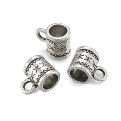 50 piezas de cuentas de fianza de columna de aleación de plata antigua sin níquel eslabones colgantes tibetanos Foto 1 de 4