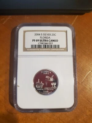 2004 S Silver 25c Florida NGC PF69 Ultra Cameo - Image 1 of 2