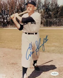 Enos Slaughter Signed Autographed 8X10 Photo NY Yankees Swinging Bat JSA - Picture 1 of 2