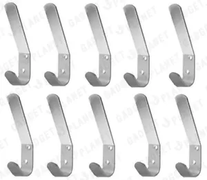 Double HAT & COAT HOOKS Large Pack Aluminium Dress Robe Garment Peg Door Hanger - Picture 1 of 6