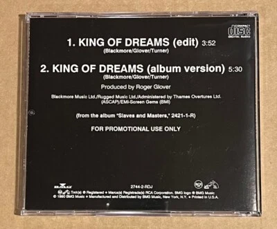 Deep Purple - King of Dreams RARE promo CD single w/ exclusive radio edit '90 Foto 1 de 2