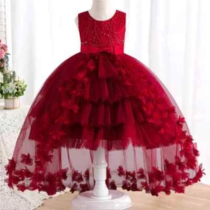Girl lace dress flower sequin trailing princess carnival party formal dress - Picture 1 of 28